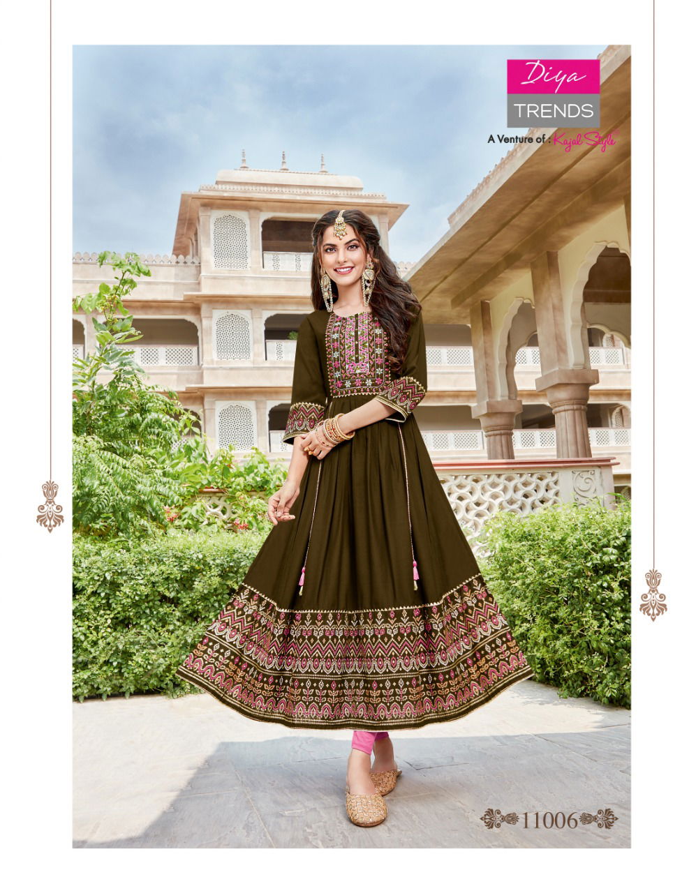 Ethnicity 11 Fancy Designer Festive Wear Rayon Fancy Embroidery Kurtis Collection